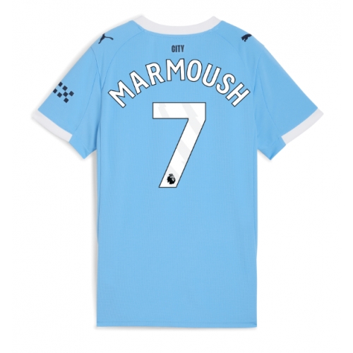 Billige Fotballdrakt Manchester City Omar Marmoush #7 Replika Hjemmedrakt Dame 2025-26 Kortermet Billige Fotballdrakt Manchester City Omar Marmoush #7 Replika Hjemmedrakt Dame 2025-26 Kortermet